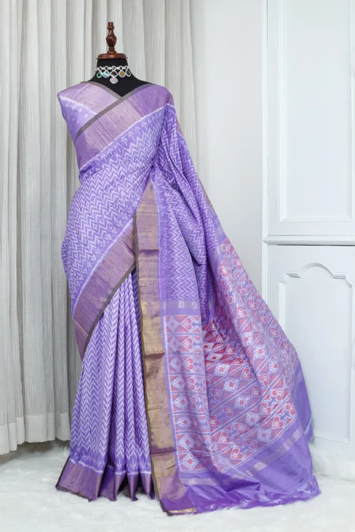 Dhupiyan Ikkat Saree – Lavender with Woven Ikkat Design 000107