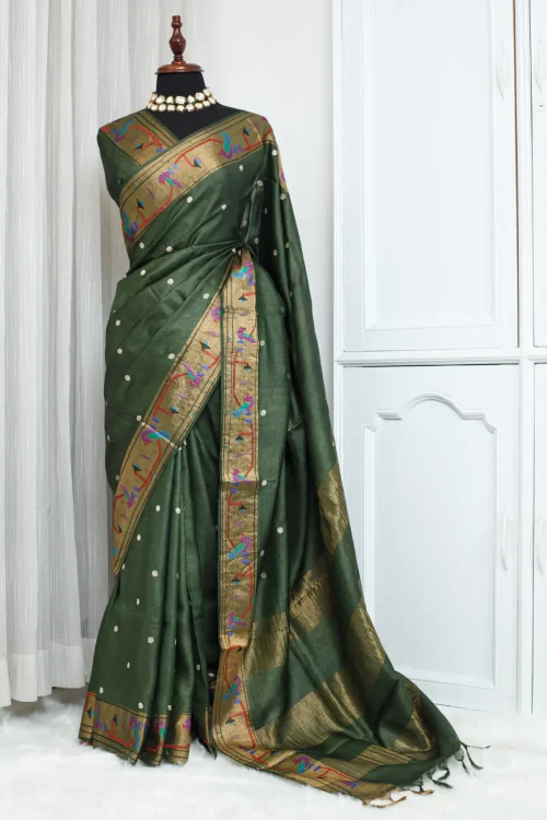 Pure Tussar Saree with Paithani Border – Sabyasachi Inspired